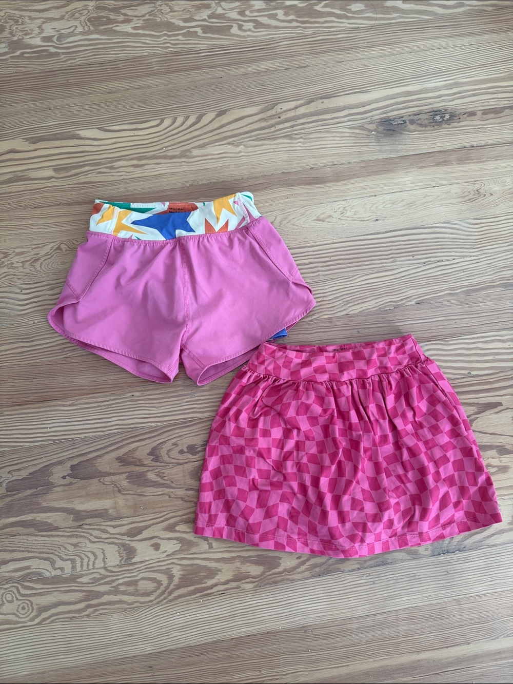 Set of 2: Pink Checked Skort & Pink Athletic Shorts